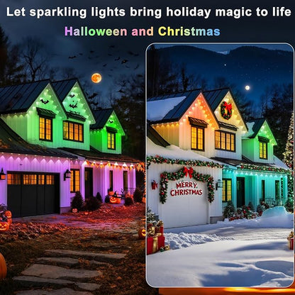 150FT Permanent Outdoor Lights, Smart RGB Eaves Lights with App/Remote Control, LED IP67 Waterproof Outdoor Lighting for Halloween Christmas Holidays Daily Party House Roof Lighting