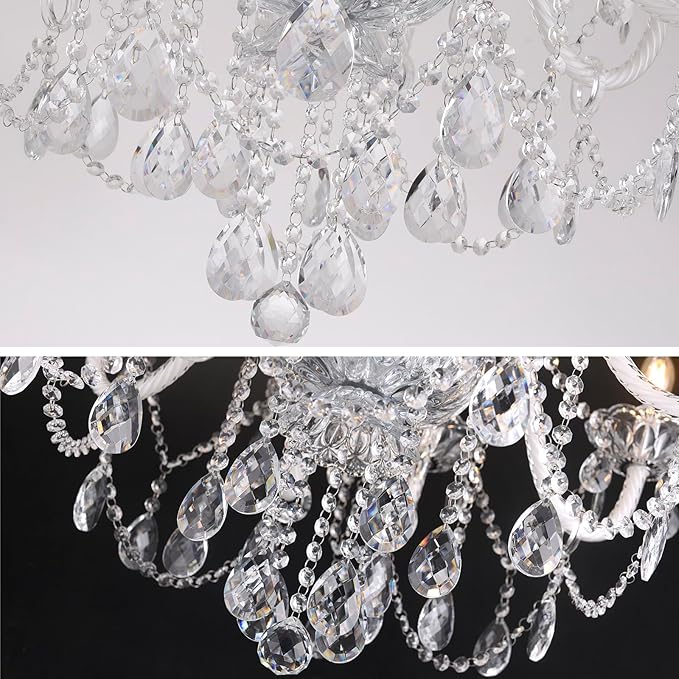 Modern Clear Crystal Chandelier For Dinning Room Light Fixtures K9 Crystal Candle Ceiling Lighting Modern Transparent Crystal Lamp12-light For Living Room Bedroom Lobby Foyer (Clear 12 lights)