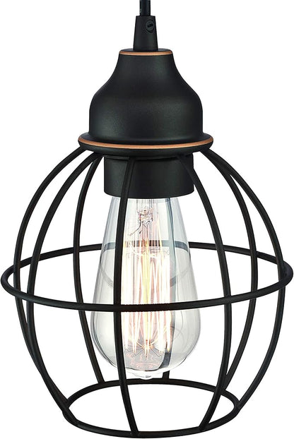 WISBEAM Oil Rubbed Bronze Kitchen Island Pendant Lighting Fixture, Cage Hanging Pendant Lights with E26 Medium Base Max. 60 Watts, Bulbs not Included, 2-Pack