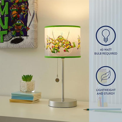 Teenage Mutant Ninja Turtle: Mutant Mayhem Stick Table Kids Lamp with Pull Chain, Themed Printed Decorative Shade