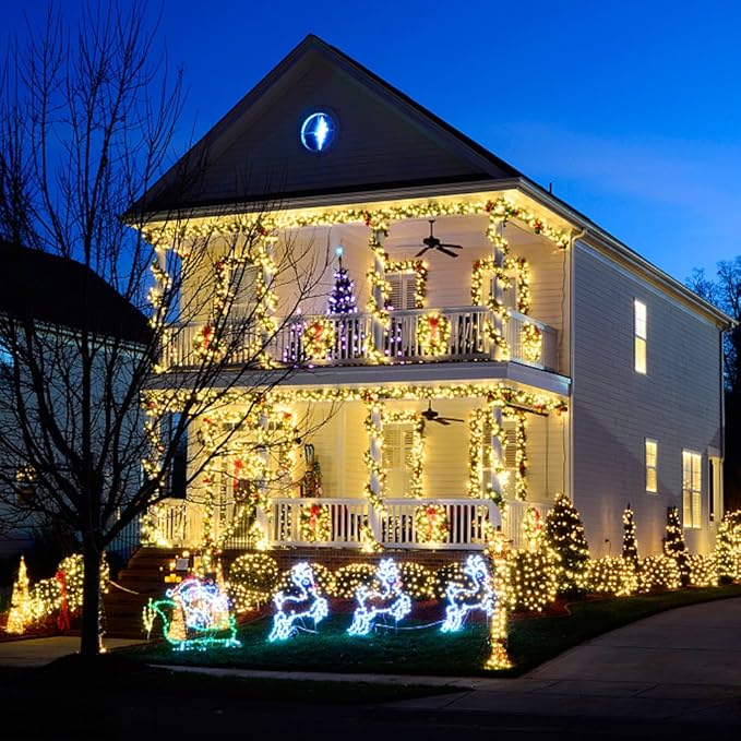 MAGOTAN Battery Operated Christmas Lights - 16ft 50 LED String Lights with Timer, Waterproof, Warm White, 2 Pack for Indoor/Outdoor Wedding Party, Home, Garden