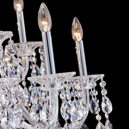 18-Light Crystal Candle Chandelier, Chrome Chandelier for Foyer, Staircase & High Ceiling Living Room, Adjustable Height, E12 Base