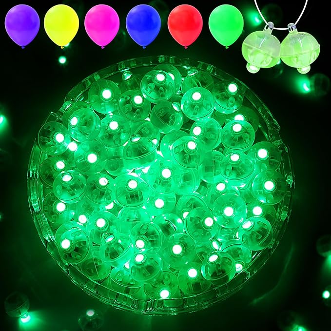 50PCs Mini Led Lights with Hook, Waterproof Round Tiny Led Light for Party Decorations Neon Party Light，Green-Blinking Lights