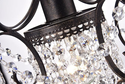 Edvivi Amorette Mini Chandelier Crystal, 1 Light Modern Elegant Glam Ceiling Light Fixture Antique Bronze, Adjustable Hanging Lighting for Closet, Bedroom, Girls Room, Kitchen Island