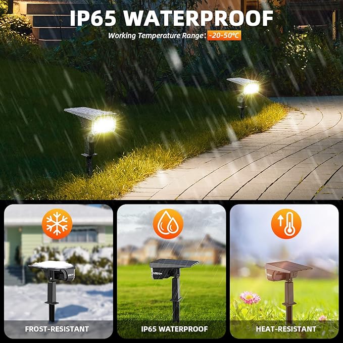 LEREKAM Solar Spot Lights Outdoor Landscape Light, 40 LEDs Solar Landscape Spotlights Outdoor Waterproof Auto On/Off Garden Lights, Outdoor Solar Lights for Yard Palm Tree Driveway Patio Pool