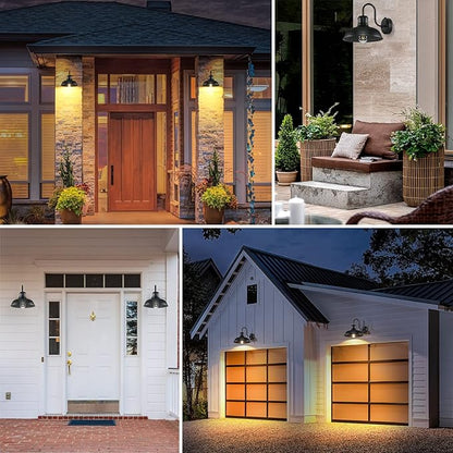2-Pack Dusk to Dawn Outdoor Wall Sconces, Exterior Farmhouse Gooseneck Barn Light, Vintage Matte Black Outside Wall Mount Light Fixture, Anti-Rust Waterproof Outdoor Light for House Porch Garage