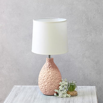 Simple Designs LT1193-PNK 14.17" Refined and Textured Oval Stucco Ceramic Table Lamp, for Living Room, Bedroom, Office, Pink