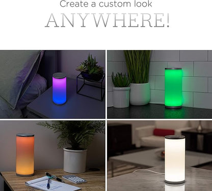 Enbrighten Color-Fusion LED Lamp, Modern Night Light, Touch Sensor, Dimmable Whites & Vibrant RBG Colors, Dorm Essentials, Ideal for Gaming, Office, Living Room, Kids Bedroom, Reading Light, 58148