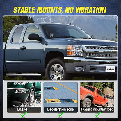 Nilight Ditch Light Brackets Auxiliary Offroad Work LED Pod A-Pillar Hood Mounts Compatible with 2007-2013 GMC Yukon Sierra & Chevy Suburban Tahoe Silverado