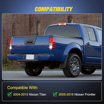 Nilight Third Brake Light Tail High Mount 3rd Stop Cargo Reverse Lights Smoked Lens Compatible with Nissan Titan 2004-2015 Nissan Frontier 2005-2016 Pickup Truck Rear Cab Lamp