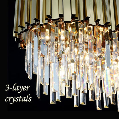 Gold Crystal Chandeliers Dining Room Rectangle L59'' Modern Crystal Chandelier Lighting 22 Light Contemporary Ceiling Light Fixture Chandelier Over Dining Table Golden Extra Large