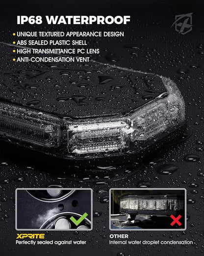Xprite Amber Rooftop Emergency Strobe Light Bar, Beacon Safety Flashing Warnin Lights w/Control Panel Magnetic Base for Construction Trucks Plows Postal Security Cars