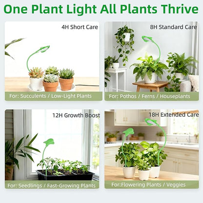 V.C Formark Small Grow Lights for Indoor Plants - Full Spectrum Leaf Shaped LED Plant Light with 4/8/12/18H Timer & Dimmable, Safe for Succulents/Herbs/Potted Small Plants