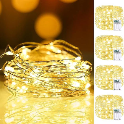 8 Pack Total 160FT 480LED Fairy Lights Battery Operated with Rmote, Waterproof Twinkle Lights with Timer Indoor Outdoor, Cuttable String Light for Bedroom, Classroom, Wedding, DIY, Christmas Decor