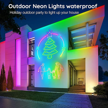 AILBTON 50Ft Neon Rope Lights,Flexible Led Rope Lights Control with App/Remote,Multiple Modes RopeLights,IP65 Outdoor RGB Led Neon Lights NonWater Resistant,Music Sync Gaming Led NeonLight Strip