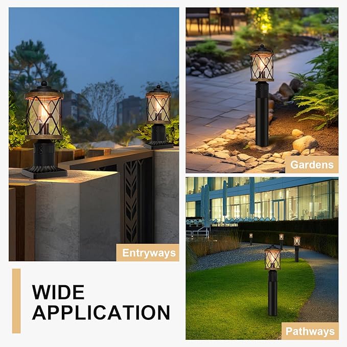 Motion Sensor Outdoor Post Lights, 4 Lighting Modes Lamp Posts Outdoor Lighting, Dusk to Dawn Waterproof Aluminum Post Lights Fixtures Pole Light for Outside Patio Yard Garden Fence Yard