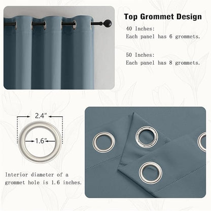 Simplebrand Stone Blue Curtains for Bedroom Living Room 90 Inches Long 2 Panels Set, Room Darkening Thermal Insulated Curtains & Drapes, Solid Grommet Noise Reducing Window Treatment, W50 x L90 Inch