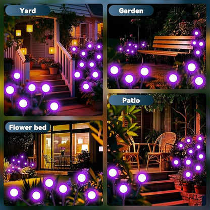 Slyuexu Solar Garden Lights Outdoor Waterproof, 2 Pack 16 LED Swaying Firefly Lights Outdoor Decor Light for Pathway Party Christmas Decoration, Unique Gifts for Women, Purple
