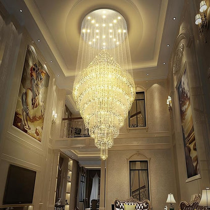 Flashing God D59''X H120'' Extra Large Chandeliers for High Ceilings Crystal Raindrop Chandeliers Large Villa Chandelier Entrance Foyer Ceiling Light LED Dimmable 2700K-6000K