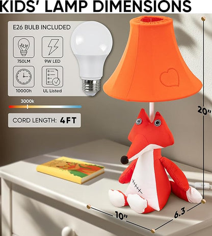 Fox Kids Lamp for Girls Bedroom - 20", Animal Lamp for Kids Room - Cute Christmas Gifts, Birthday Gifts for All Ages: Toddler Boys, Children, Grandkids 3 4 5 and Up Years Old, Sister Brother, Sibling
