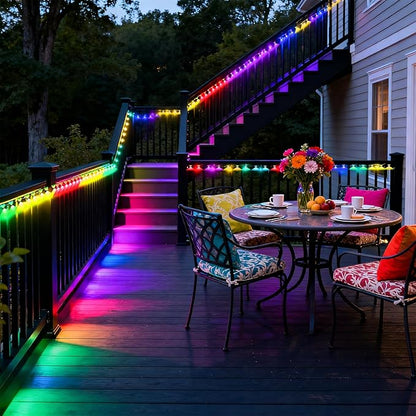 GOESWELL Smart Permanent Outdoor Lights for Patio: IP68 Waterproof Smart Balcony Lights with App & Remote Control - 16ft Garden Fence Light with 25 LED Bulbs for Railing Stair Decor