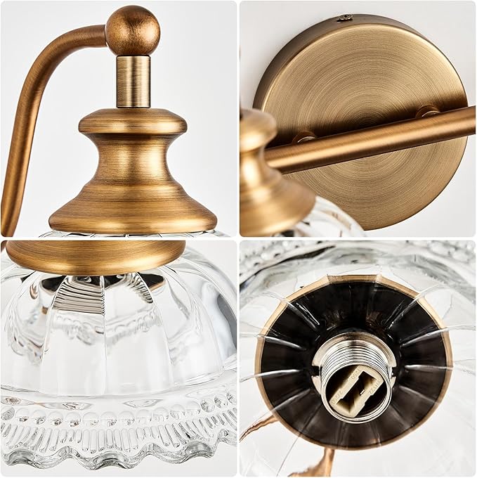 XIEDUN Bathroom Light Fixtures 4 Lights Vanity Lighting Fixtures Matte Brass Vintage Vanity Light Fixture Vanity Lights for Bathroom