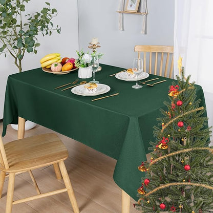 Hiasan 60 X 102 Inch Rectangle Textured Tablecloth - Waterproof Spillproof Antiwrinkle Jacquard Table Cloth for Kitchen and Dining Dinner, Outdoor Picnic, Holiday and Parties, Hunter Green