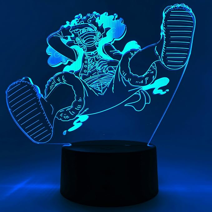 Otaku Lamps Luffy GEAR5 Laughing One Piece – Anime Lamp Figure Night Light, 16 Color RGB LED – 3D Anime Room Décor Gift for Otaku