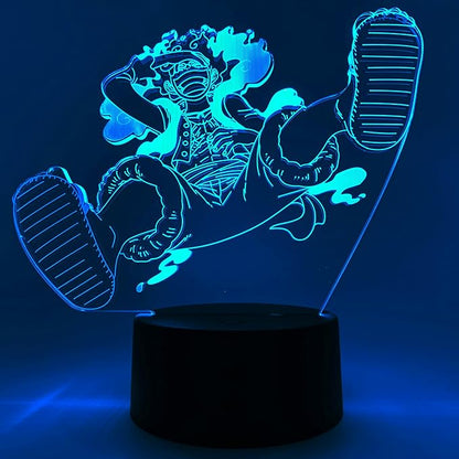 Otaku Lamps Luffy GEAR5 Laughing One Piece – Anime Lamp Figure Night Light, 16 Color RGB LED – 3D Anime Room Décor Gift for Otaku