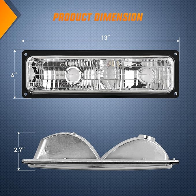 Nilight Parking Turn Signal Light Compatible with 1988 1989 1990 1991 1992 1993 1994 1995 1996 1997 1998 Chevy GMC C10 C/K 1988-1999 Silverado Suburban Sierra Blazer Tahoe Yukon Front Bumper Lights