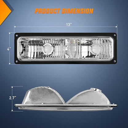 Nilight Parking Turn Signal Light Compatible with 1988 1989 1990 1991 1992 1993 1994 1995 1996 1997 1998 Chevy GMC C10 C/K 1988-1999 Silverado Suburban Sierra Blazer Tahoe Yukon Front Bumper Lights