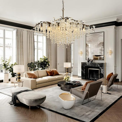 Vezzio Large Modern Farmhouse Luxury Crystal Chandelier - Antique Bronze Vintage Tree Branch Light Fixture, 12-Light for Dining Table, Living Room, Kitchen, Entryway & Foyer, Adjustable Hanging 42"