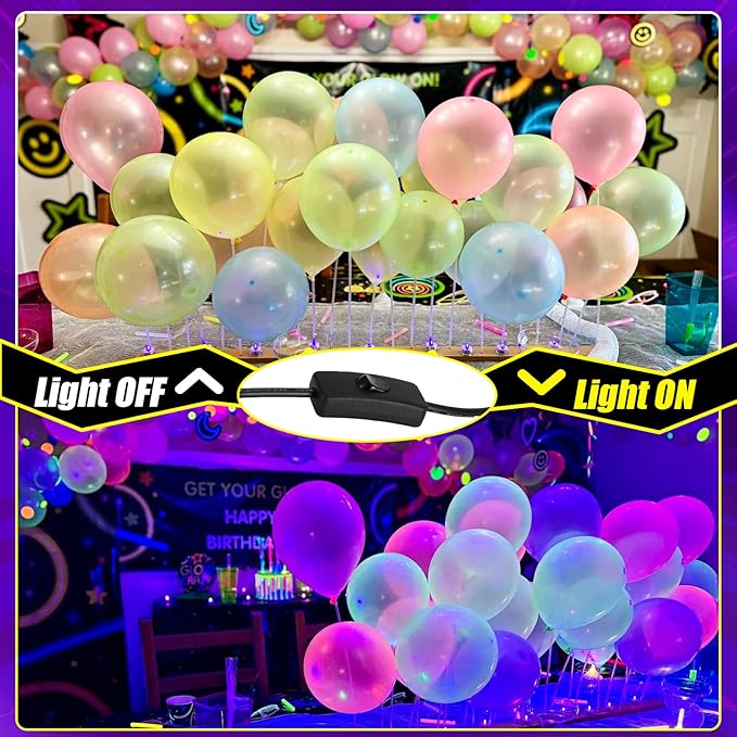 4 Pack 45W LED Black Light Bar, Blacklight with 6.6ft Cord+Switch, Light Up 26x26ft, Glow in The Dark for Halloween, Party, Birthday, Body Paint, Fluorescent Poster, Bedroom
