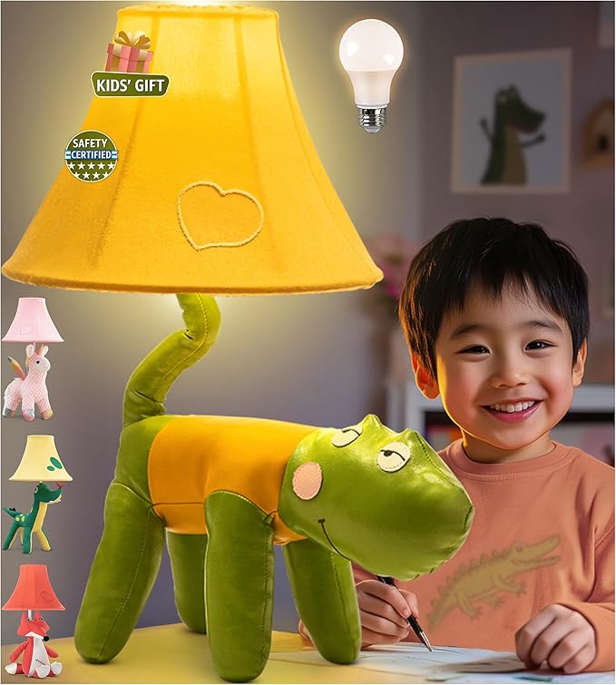 Crocodile Dinosaur Kids Lamp for Boys Bedroom - 20" Boys Lamp for Kids Room - Cute Christmas Gifts, Birthday Gifts for All Ages: Toddler Girls, Children 3 4 5 and Up Years Old, Sister Brother, Sibling