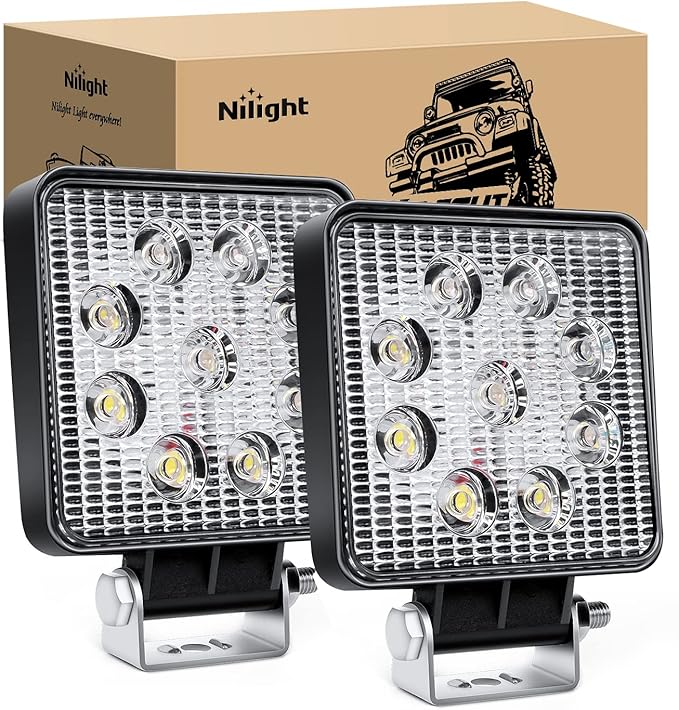 Nilight 2PCS 27W Spot Led Off Road Lights Super Bright Driving Fog Light Boat Lights Driving Lights Led Work Light s for Truck ATV SUV Boat