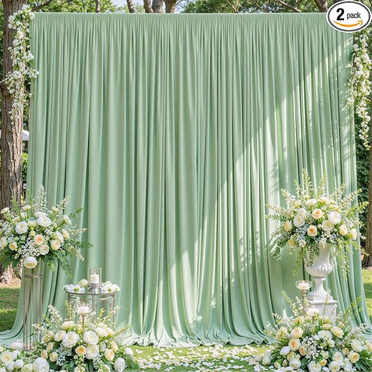 10ft x 10ft Sage Green Backdrop Curtain for Wedding Baby Shower Wrinkle Free Backdrop Drapes Panels for Parties Bridal Shower Birthday Photo Photography Polyester Fabric Background Decoration