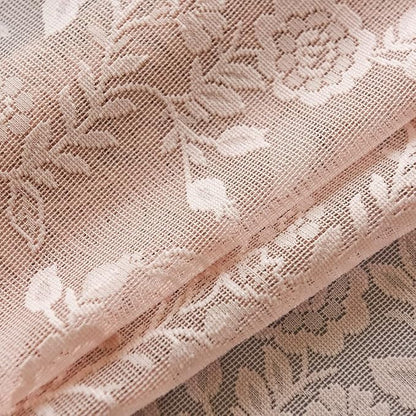 FINECITY Sheer Lace Curtains 72 Inch Length - Country Branch Floral Embroidered Lace Sheer Curtains 2 Panels Set, Privacy Sheer Vintage Scalloped Lace Window Curtains, 52 x 72 Inch, Blush Pink