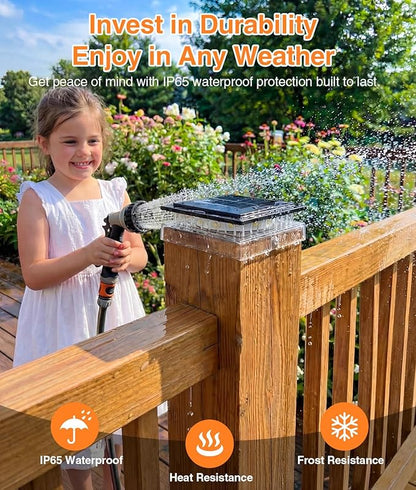 12 Pack 4x4 Solar Post Cap Lights Outdoor, Fence Post Solar Lights with Warm Light Mode, Waterproof Fence Deck Post Lights Solar Powered Fits 4x4 3.5x3.5 Vinyl Wooden Posts for Patio Porch