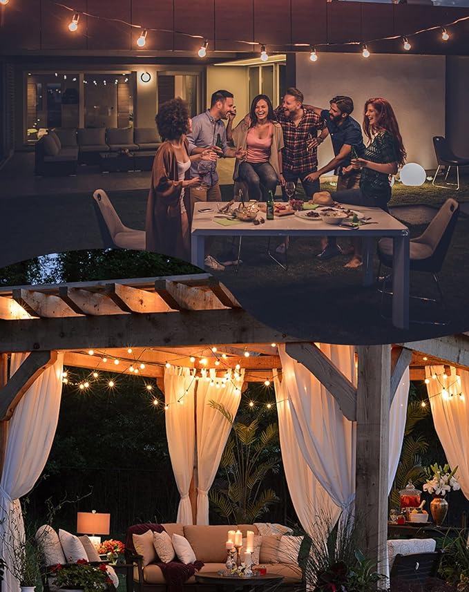 Zuske Outdoor String Lights, 150FT Patio Lights with 75 Shatterproof G40 Globe Bulb(3 Spare), Waterproof Connectable Dimmable LED Hanging String Lights for Outside Backyard Porch Balcony(2x75FT)