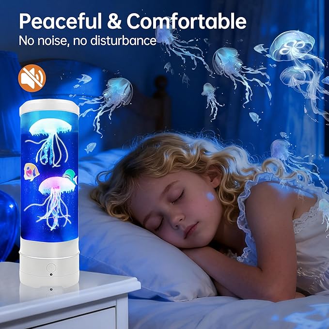 Jellyfish Lamp With Bluetooth Speaker, 17 Colors Changing & 4 Lighting Modes Jelly Fish Light Lamp, USB Powered Jellyfish Decor Light, Christmas Halloween Gifts for Teen Room Decoration, White