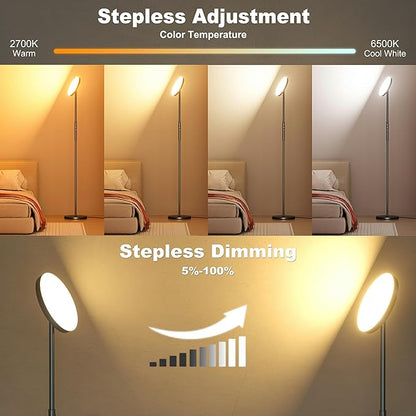 Yikuneng RGB Torchiere Floor Lamps for Living Room, 3600LM 36W Bright LED Standing Lamp with Remote, Modern Color Changing Tall Lamp with Stepless Dimming, 69" Corner Floor Lamp for Bedroom, Office