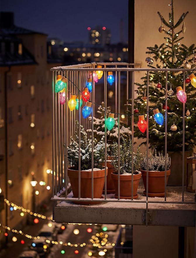 16Ft Jumbo LED Multicolor Christmas String Lights Outdoor with 10 LED Strawberry Bulb, Connectable Hanging String Lights for Indoor Home Outdoor Porch Patio Eave Xmas Trees Roofline Decorations