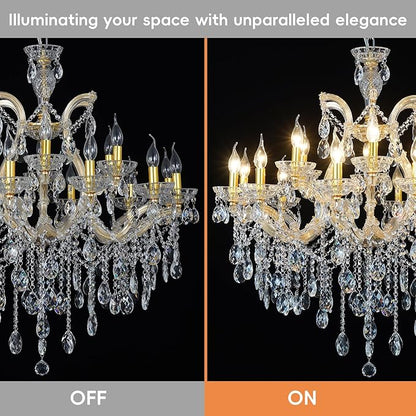 Modern Large Gold Chandelier Light Fixtures, 18 Lights 2 Layers Luxury Maria Theresa Crystal Chandeliers for Dining Room, High Ceiling, Living Room, Foyer, Staircase, Lobby