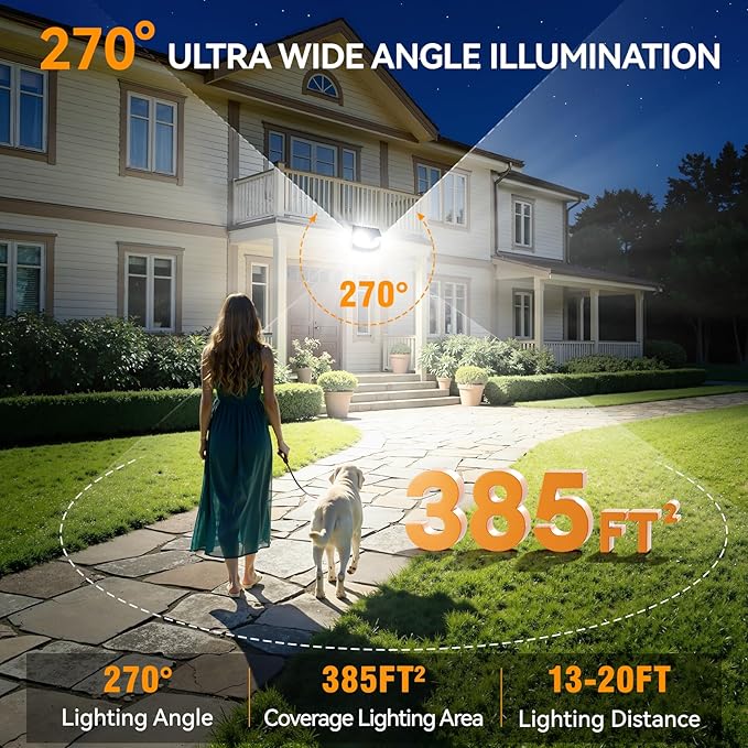 BUCASA 152LED Solar Motion Light Outdoor 850LM Super Bright 3-Mode Motion Sensor Lights Outdoor IP65 Waterproof 270° Wide Security Light Solar Powered Flood Lamp for Garden Wall Fence Garage（2 Pack）