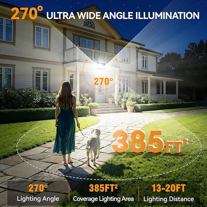 BUCASA 152LED Solar Motion Light Outdoor 850LM Super Bright 3-Mode Motion Sensor Lights Outdoor IP65 Waterproof 270° Wide Security Light Solar Powered Flood Lamp for Garden Wall Fence Garage（4 Pack）