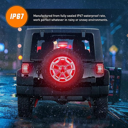 Nilight Spare Tire Brake Light Wheel Light 3rd Third Brake Light Rear lights for Wrangler 2007-2018 JK JKU YJ TJ Red Light
