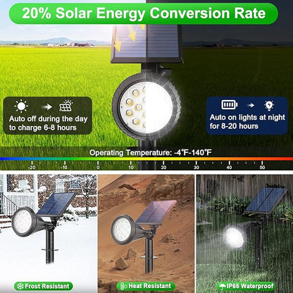 Tadyreal Solar Lights Outdoor Waterproof 180° Adjustable Landscape Spot Lights for Yard 4 Lighting Modes Solar Powered Spotlights for Pathway Garden Outside Wall Pool Porch (6 Pack, Cool White)