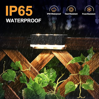 SOLPEX Solar Fence Lights, 6 LEDs Solar Lights Outdoor Waterproof Solar Powered for Deck, Stair, Front Porch, Balcony, Walkway, Garden, Yard, Patio, Pool Decor, IP65 Waterproof (12 Pack, Warm White)