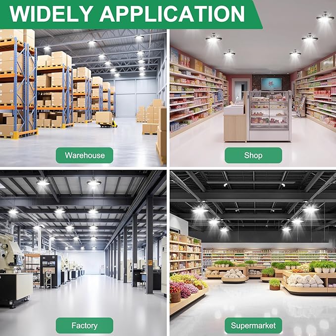 UFO LED High Bay Light 150W 5000K 0-10V Dimmable 22500LM High Bay LED Shop Lights with US Plug IP65 ETL Listed 600W HID/HPS Replacement UFO Lights for Shop Warehouse Garage Gym
