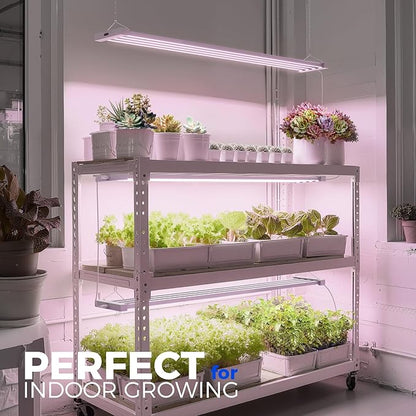 Barrina TX-L84 4FT LED Grow Light, 84W, 4 Panels Wider Coverage, Full Spectrum, High PPFD, Super Bright, Linkable, Hanging Fixture, Plant Stand with Grow Light for Indoor, Seeding, 1 Pack